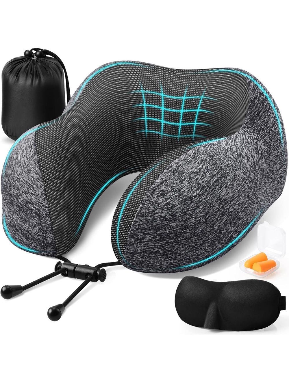 NWOT: Memory Foam Travel Neck Pillow with Eye Mask